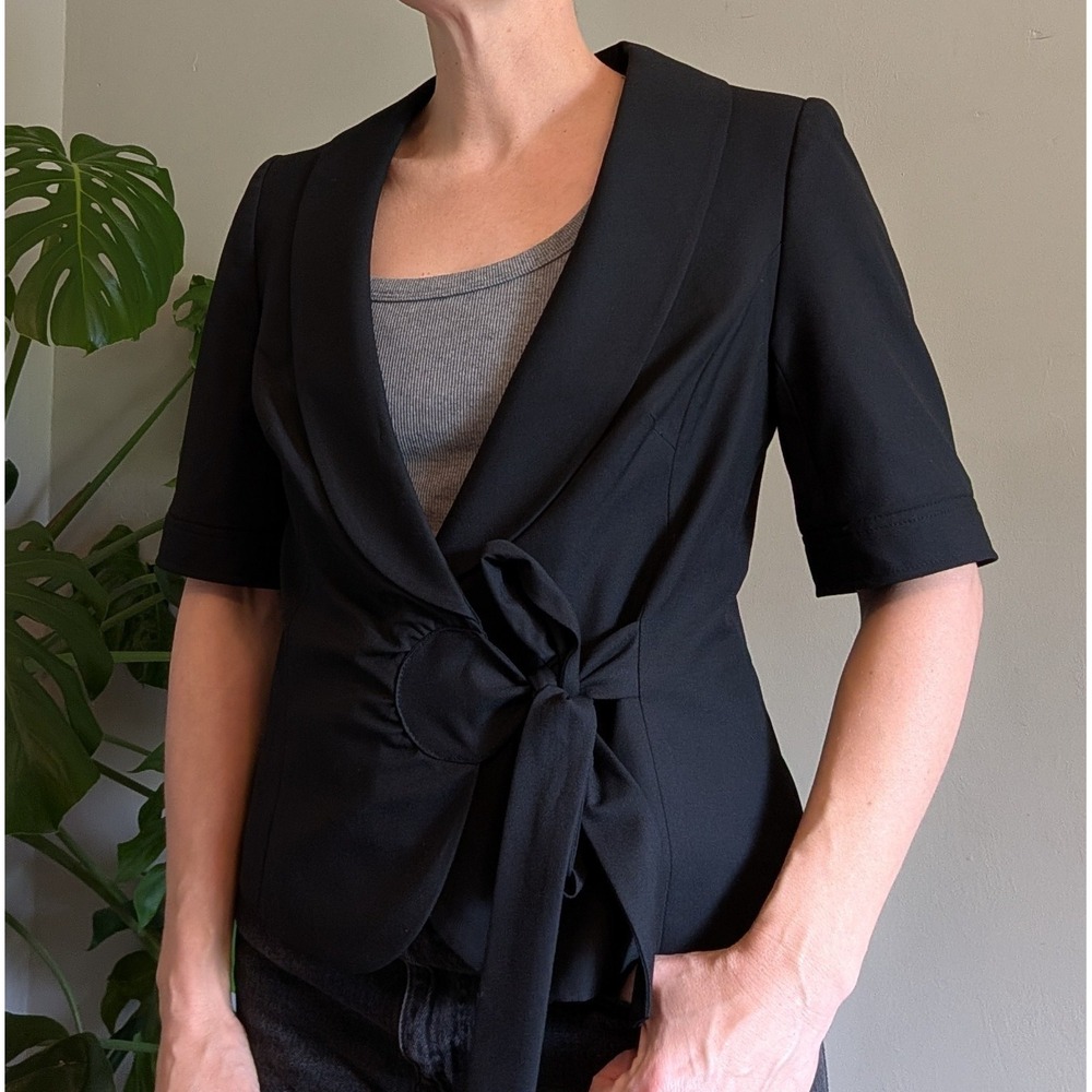 The Limited Y2K Short Sleeve Blazer Tie Front Women's Office Career Professional